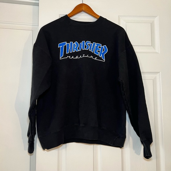 Thrasher Magazine Black & Blue Crewneck Sweatshirt Mens Medium - Picture 1 of 5